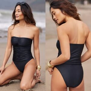 Anthropologie Black One-Piece Swimsuit with Bandeau Style